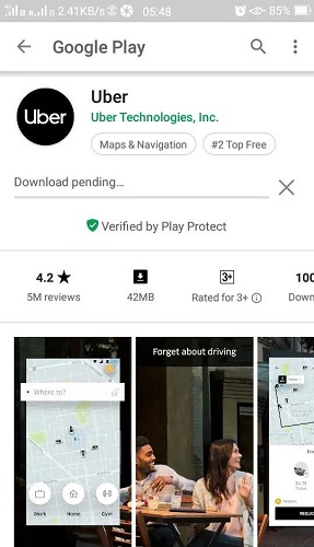 Download Pending Error in Google Play Uber App