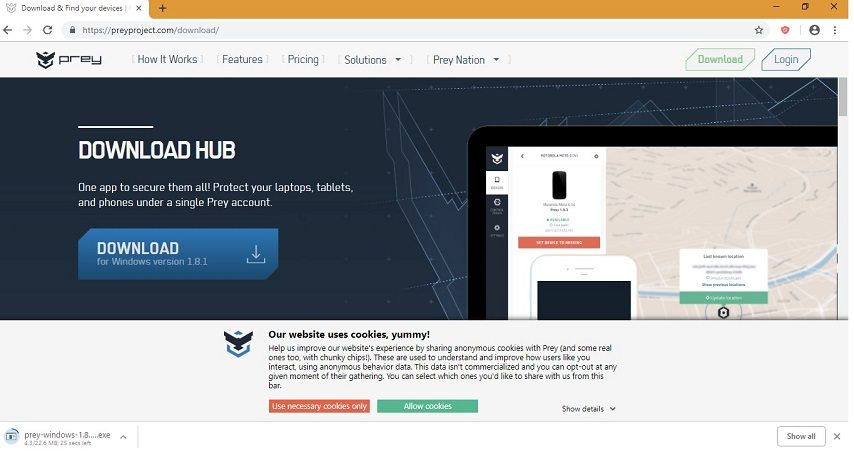 Screenshot of PreyProject Remote Wipe Software for Laptops and PCs