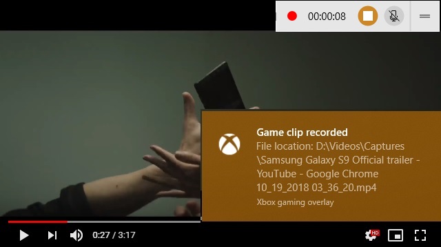 Captured video screen on YouTube
