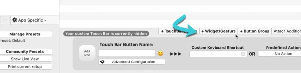 customize-touch-bar-bettertouchtool-add-widget