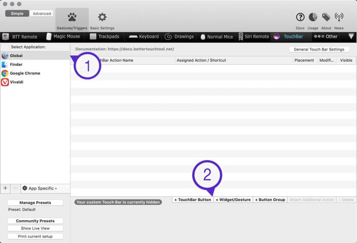 customize-touch-bar-bettertouchtool-empty-window