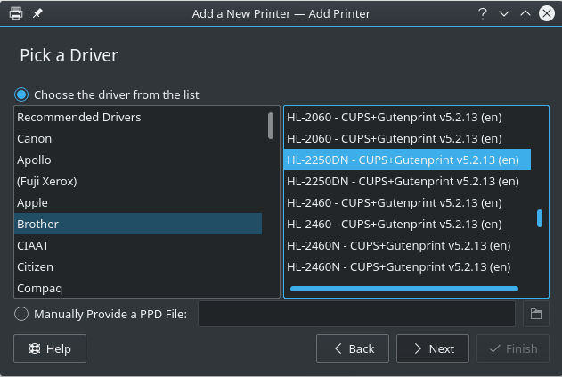 KDE Available Drivers