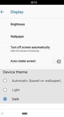 Android Pie Applying Dark Theme Procedure