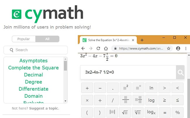 Cymath solve quadratic equation step 1 Cymath solve quadratic equation step 1
