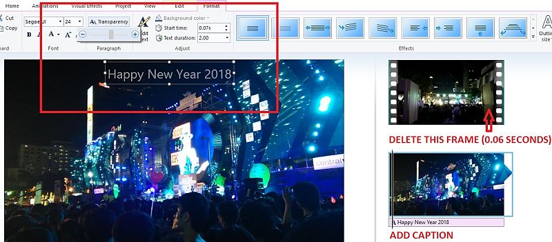 Movie Maker- Delete Opening Frame - Add Captions and Picture Movie Maker- Delete Opening Frame - Add Captions and Picture