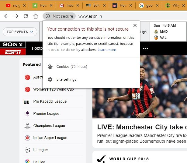 ESPN not secure warning ESPN not secure warning