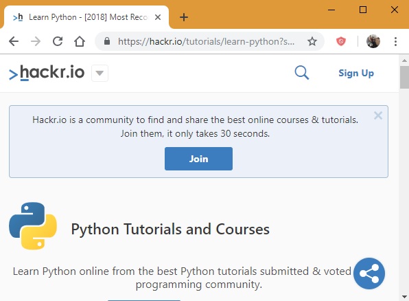 Hackr.io Python Tutorials Hackr.io Python Tutorials