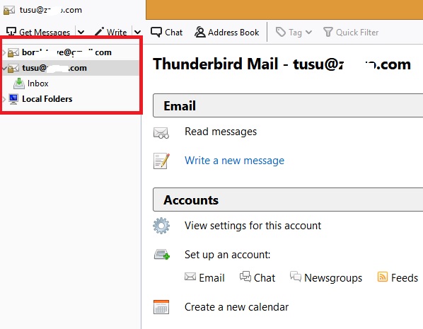 Multiple email accounts Thunderbird