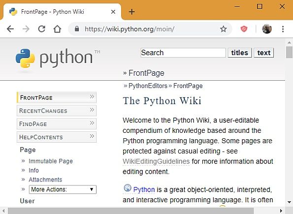 Python.org Wiki page Python.org Wiki page