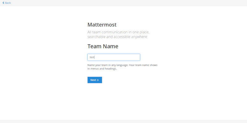 Mattermost Create Team
