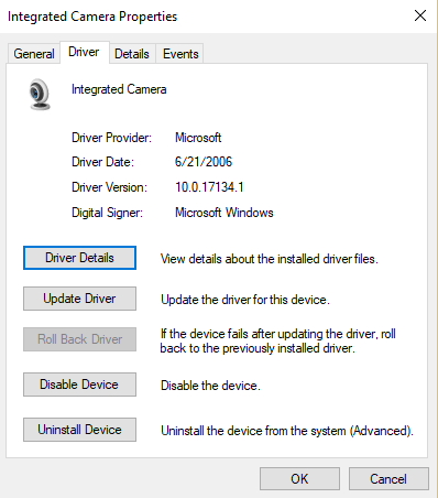 webcam-troubleshooting-driver-tab Update your driver in Device Manager.