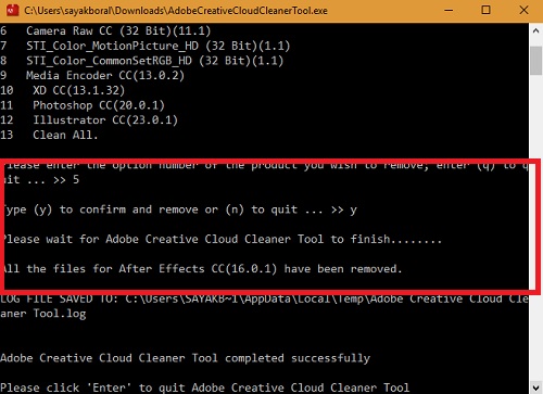 Adobe Creative Cloud Cleaner Delete Specific Products After Effects- Completed