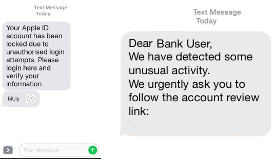 SMS Phishing Examples