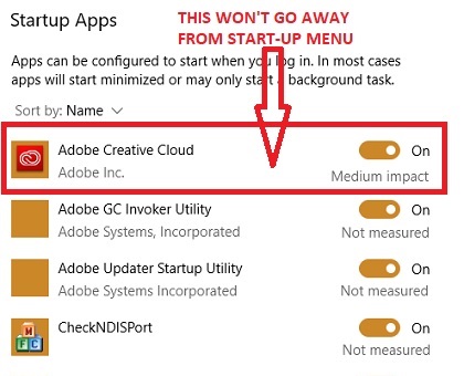 Adobe Creative Cloud in Start Menu