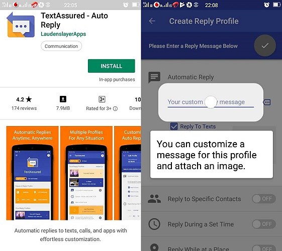 TextAssured Auto Reply customization screenshots TextAssured Auto Reply customization screenshots