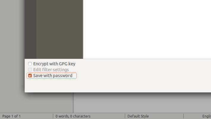 LibreOffice Save With Password