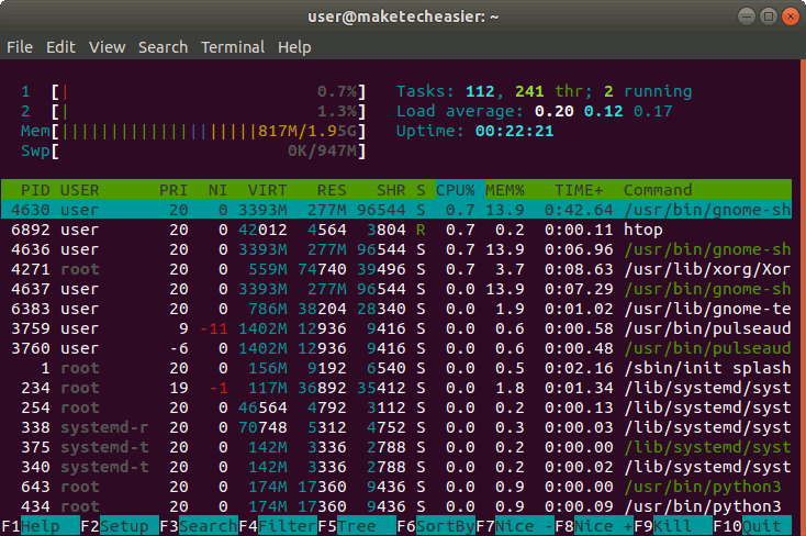 ubuntu-memory-htop
