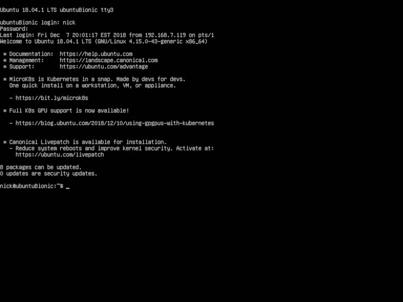 Ubuntu Terminal Logged In Ubuntu Terminal Logged In