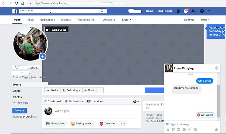 Botsify chatbot on Facebook page