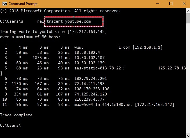 tracert-youtubedotcom-command-prompt-screenshot