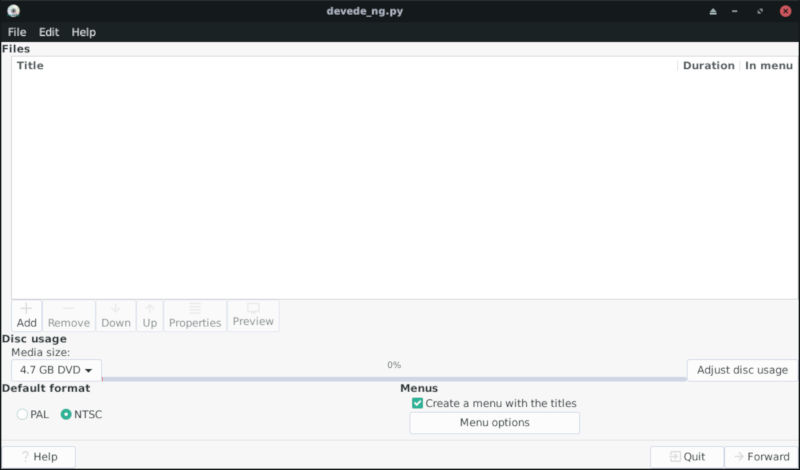 DevedeNG Home Screen DevedeNG Home Screen