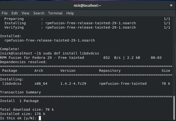 Install libdvdcss on Fedora