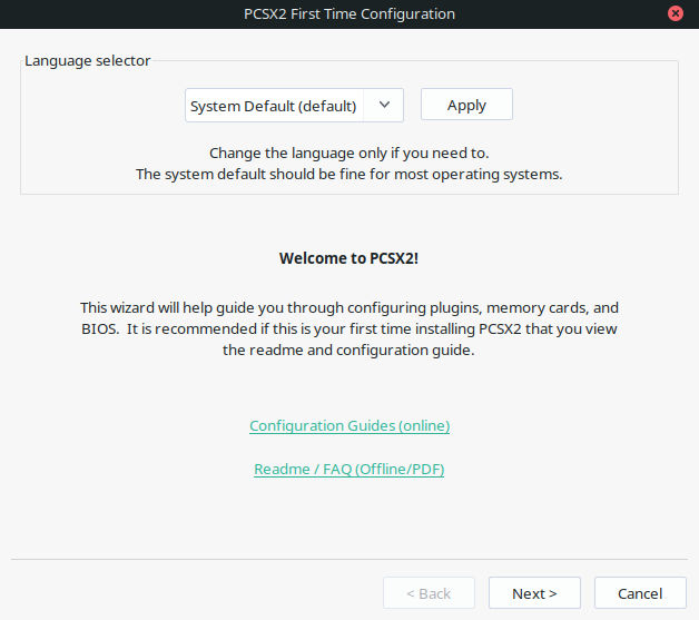 PCSX2 Select Language