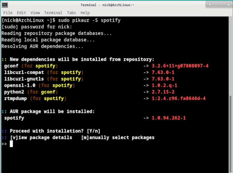 Install Spotify Arch AUR