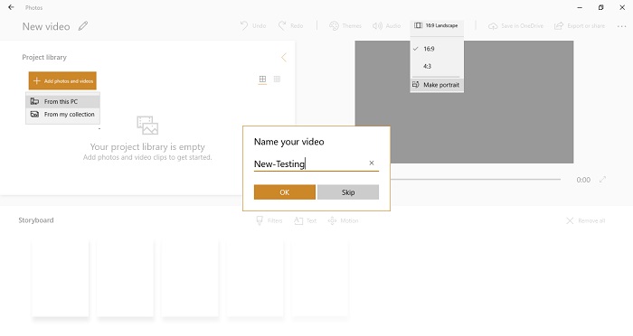 Create New Custom Video in Photos App