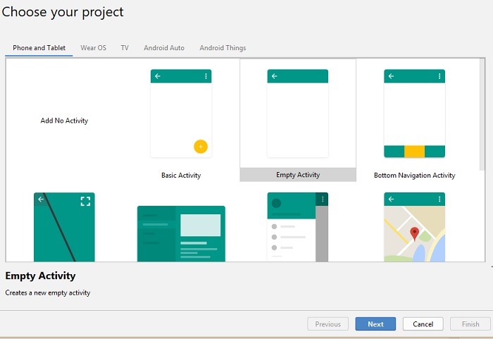 Choosing Project in Android Studio