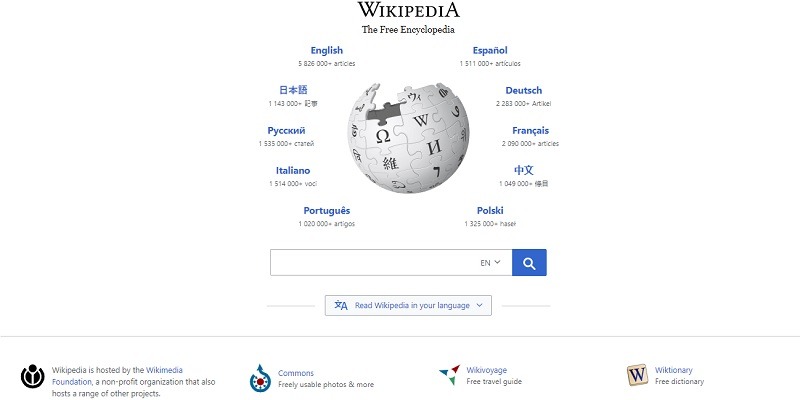 Featured Wikipedia Homepage