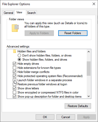 Folder Process Checkbox Folder Process Checkbox