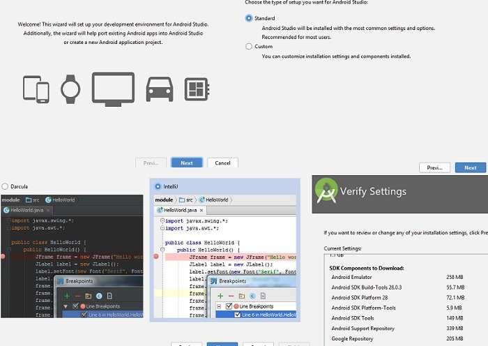 Android Studio Installation screenshots