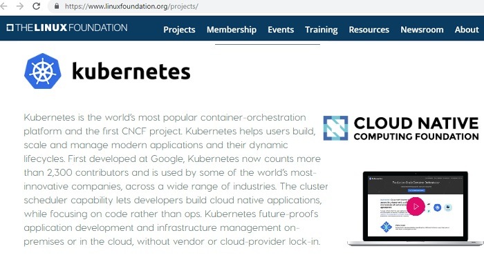 Kubernetes as part of CNCF and Linux Foundation