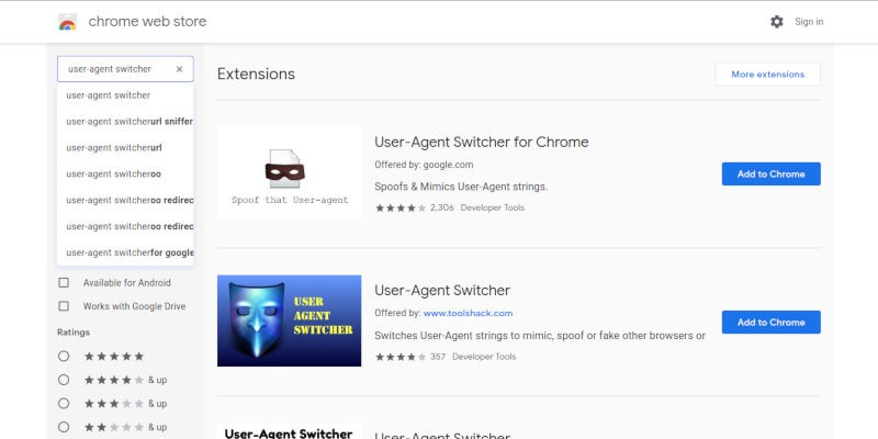 User-Agent Switcher For Chrome