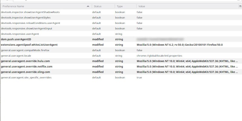 Spoofed Agent Strings on Firefox