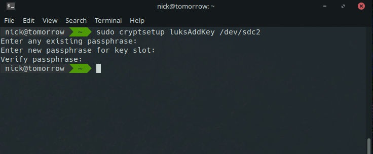 Add a LUKs Key Add a LUKs Key