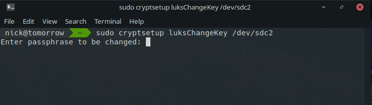 Change Single LUKs Passphrase Change Single LUKs Passphrase