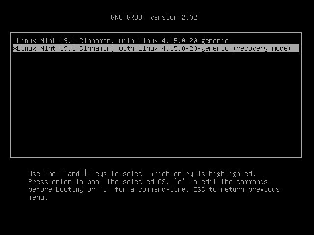 Linux Mint recovery option Linux Mint recovery option