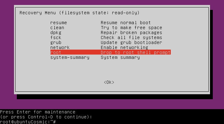 Boot Root Shell Ubuntu Recovery Boot Root Shell Ubuntu Recovery