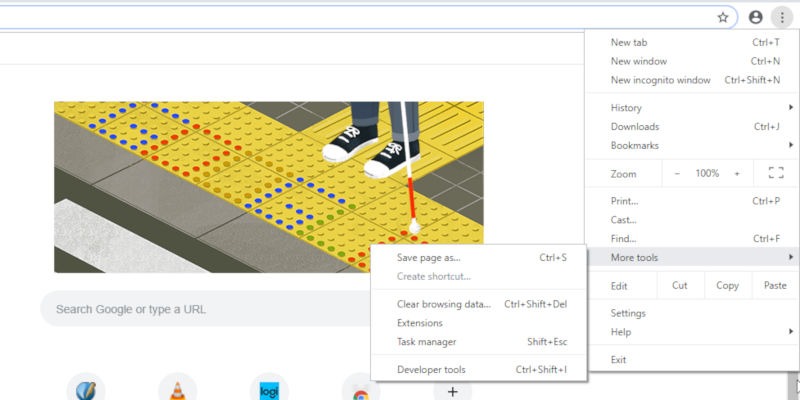 Chrome Menu on Windows