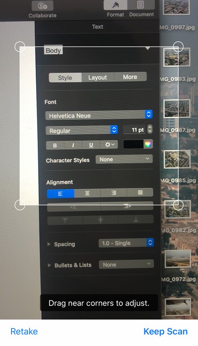 Continuity Camera Scan Document Pages