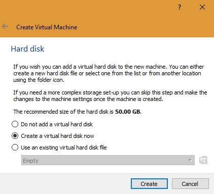 Create Virtual Hard Disk Virtualbox