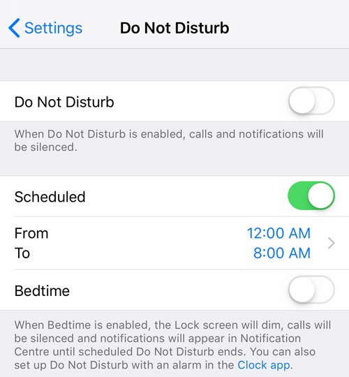 Do Not Disturb Scheduled