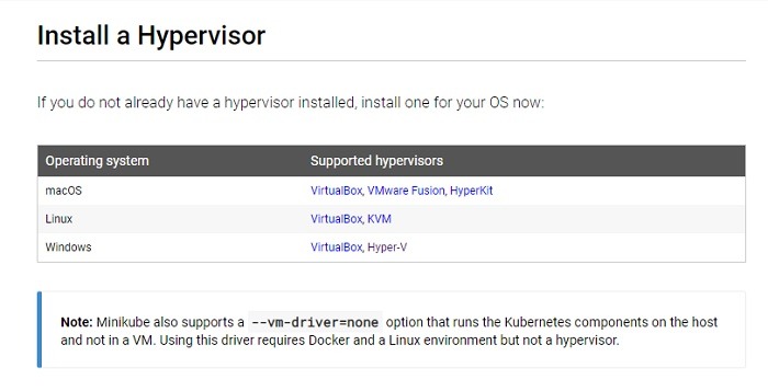 Kubernetes Hypervisor Options