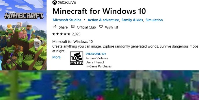 Minecraft Windows Store Minecraft Windows Store