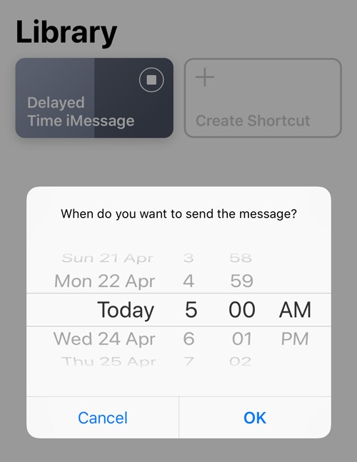 Schedule Text Message Select Time