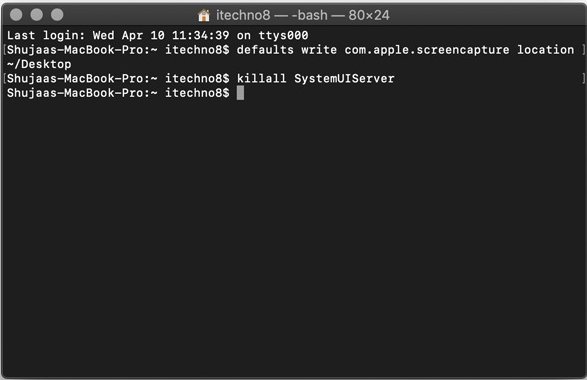 Screenshot Save Location Revert Commnand