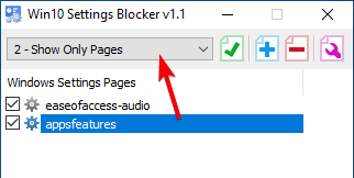 Hide Settings Page 06 Select Show Only