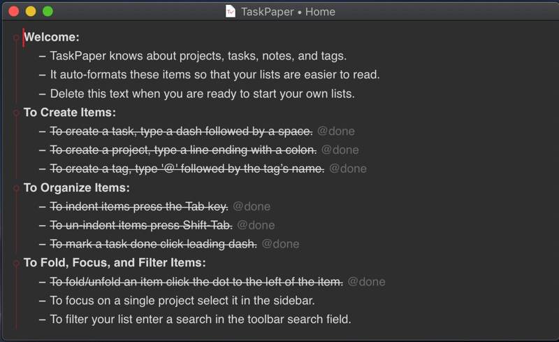 Intro To Taskpaper Dark Mode